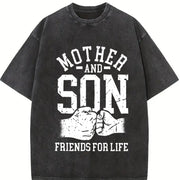 Mother and Son Friends for Life Vintage Washed T-Shirt in Black