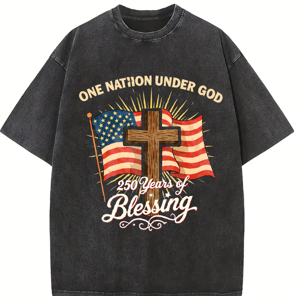 Holy Blessing Batik Retro Brands Vintage Washed T-Shirt in Black