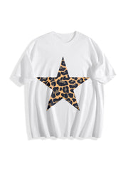 Five-pointed Star Cotton T-Shirt in White