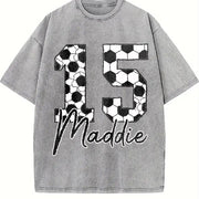 Custom Soccer Personalized Soccer Cumber Vintage Washed T-Shirt in Gray