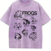 Frogs Around the World Vintage Washed T-Shirt in Purple