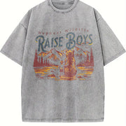 Support Wildlife Raise Boys Vintage Washed T-Shirt in Gray