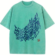 Blue School of Fish vintage washed oversized T-shirt in Blue