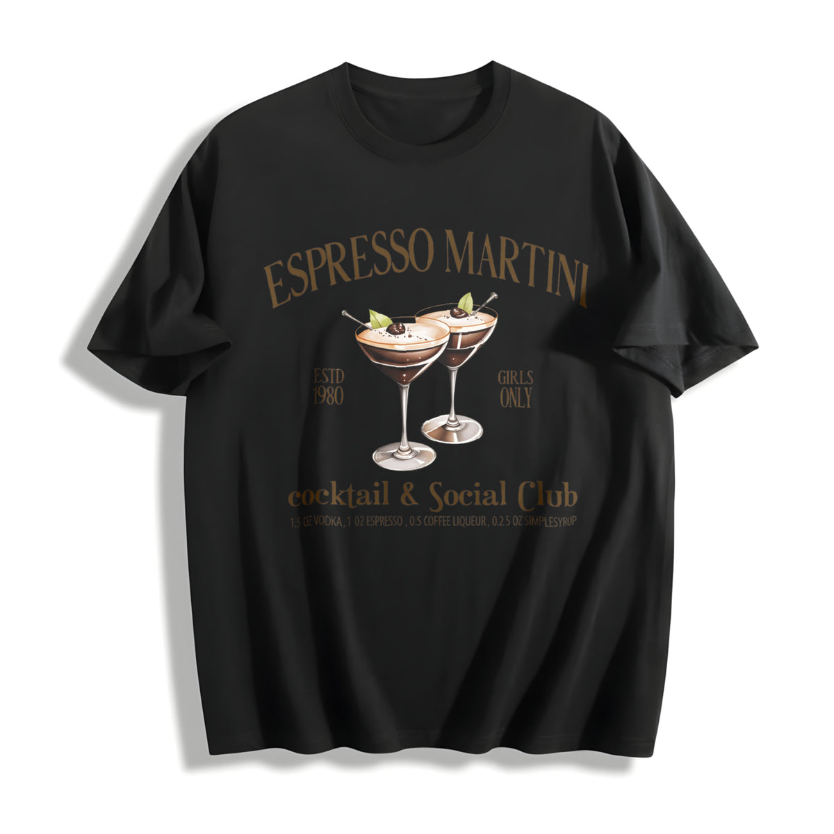 Espresso Martini Cocktail Cotton T-Shirt in Black