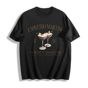 Espresso Martini Cocktail Cotton T-Shirt in Black