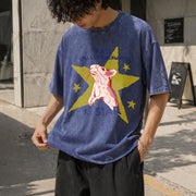 Rat Spelled Backwards Is Star Vintage Washed T-Shirt in Blue