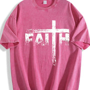 Faith for 1 Pcs Heavy Vintage Washed T-Shirt in Red