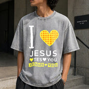 I Love Jesus Yes I Do Vintage Washed T-Shirt in Gray