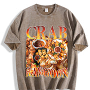 Crab Rangoon Food Retro 90s Snack Vintage Washed T-Shirt in Brown