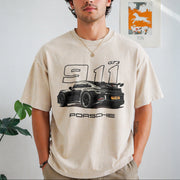Porsche 911 GT3 Vintage Washed T-Shirt in Beige