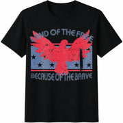 USA Land of the Free Because of the Brave Cotton T-Shirt in Black