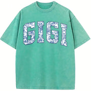 Floral Gigi for Gigi Grandma vintage washed oversized T-shirt in Blue