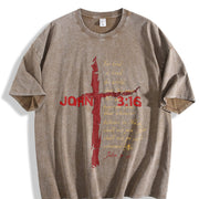 ✝️ JOHN 3:16 Love Jesus God Vintage Washed T-Shirt in Brown