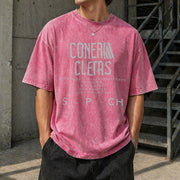 Distressed Athletic Typography Vintage Washed T-Shirt in Red