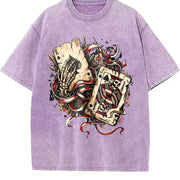 Grunge Vibe for Urban Explorers: Ace of Spades & King Of Vintage Washed T-Shirt in Purple