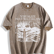 Visualize Industrial Collapse Vintage Washed T-Shirt in Brown