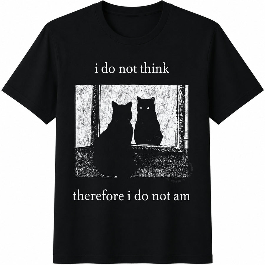I Do Not Think Therefore I Do Not Am Cotton T-Shirt in Black