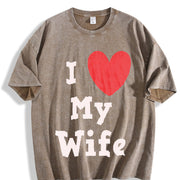 I Love My Wife Vintage Washed T-Shirt in Brown