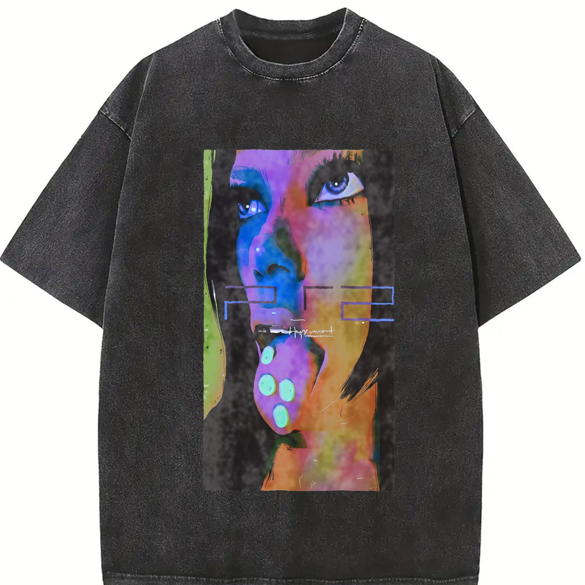 PS2 Ad Campaign Y2k Gaming Vintage Washed T-Shirt in Black