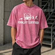 Forklift Certified Vintage Washed T-Shirt in Red