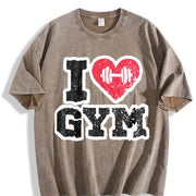 I Love Gym Vintage Washed T-Shirt in Brown