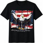 America Land of the Free Because of the Brave Cotton T-Shirt in Black