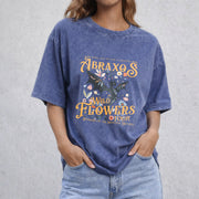 Abraxos Flower vintage washed oversized T-shirt in Blue