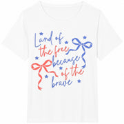 Land of the Free Because of the Brave Cotton T-Shirt in White