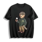 Y2K St Patricks Day Bear Cotton T-Shirt in Black