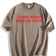 Batik I Support Rights And Wrongs Slogan S-5XL Fit vintage washed oversized T-shirt in Brown