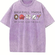 Baseball Mama for Game Day Vintage Washed T-Shirt in Purple