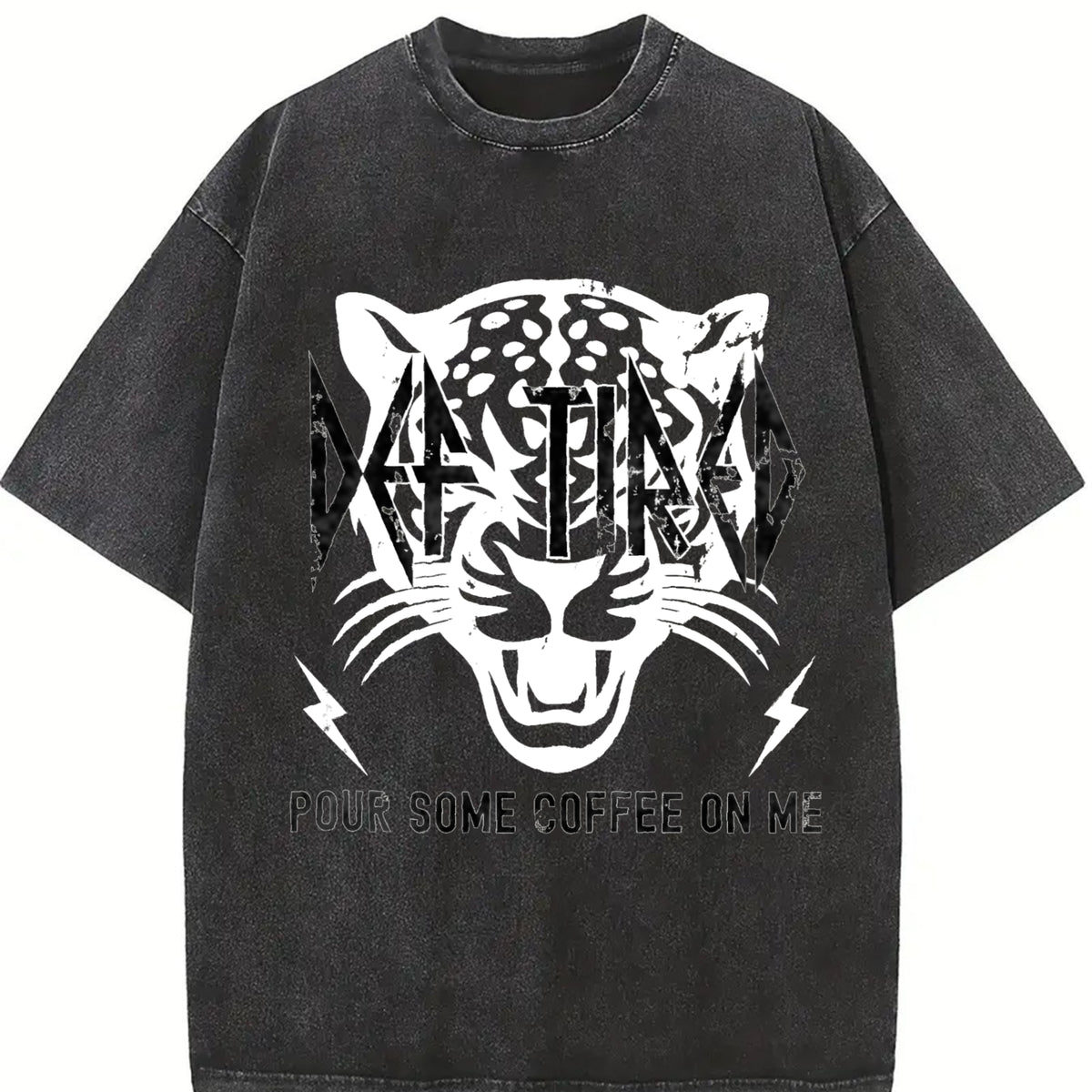 Retro Def Tired Coffee Vintage Washed T-Shirt in Black