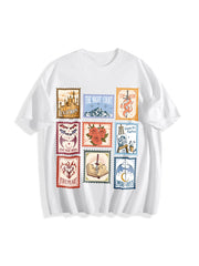 SJM Books Stamp Acotar Tog Crescent City for Bookish Fan Cotton T-Shirt in White