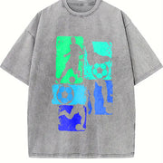 Soccer Collage Vintage Washed T-Shirt in Gray