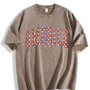 America Patriotic Red vintage washed oversized T-shirt in Brown