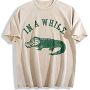 In a While Crocodile Sarcastic Croc for Classic Sarcastic Vintage Washed T-Shirt in Beige