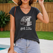 Stacked Books Are Lit Up Vest Women's Color Cotton Tank Top in Gray