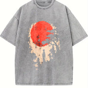 For Formal Urban Distressed Enthusiasts Vintage Washed T-Shirt in Gray