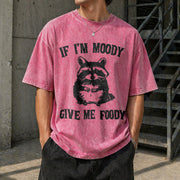 If I'm Moody Give Me Foody Vintage Washed T-Shirt in Red