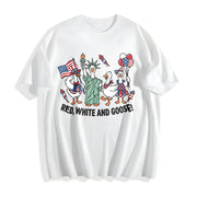 Red White and Goose Cotton T-Shirt in White