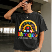 For Early Childhood Teachers Vintage Washed T-Shirt in Black