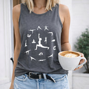 Yoga Pose Silhouettes Women's Color Cotton Tank Top in Gray