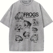 Frogs Around the World Vintage Washed T-Shirt in Gray