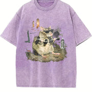 Weightlifting Mouse Vintage Washed T-Shirt in Purple