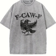 Crow F-Caw-F Black Crow vintage washed oversized T-shirt in Gray