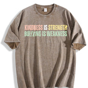 Anti Bullying Kindness Is Strength Vintage Washed T-Shirt in Brown