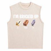 I'm Bricked Up Meme Vintage Washed Tank Top in Beige