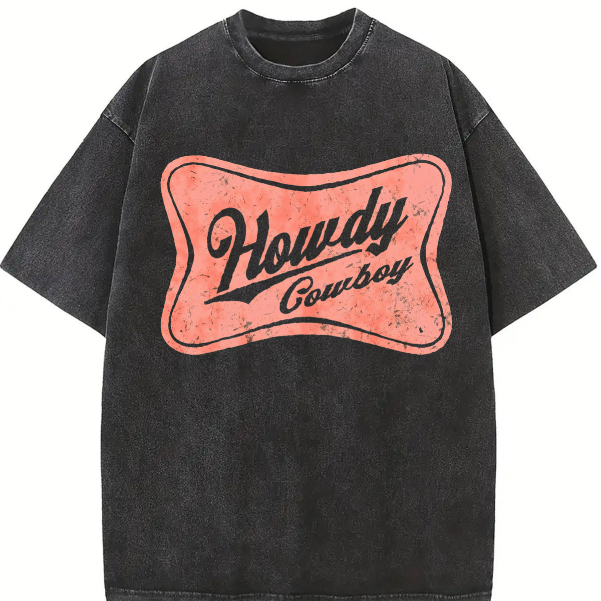 Howdy Cowboy Howdy Western Yee Haw vintage washed oversized T-shirt in Black