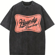 Howdy Cowboy Howdy Western Yee Haw vintage washed oversized T-shirt in Black