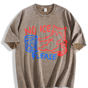 No ICE Please Cat Abolish ICE S~5XL and Batik vintage washed oversized T-shirt in Brown